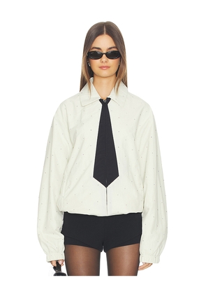 Tanner Fletcher Kennedy Hotfix Tie Track Jacket in Ivory,Black. Size L. Also in M, S, XS.