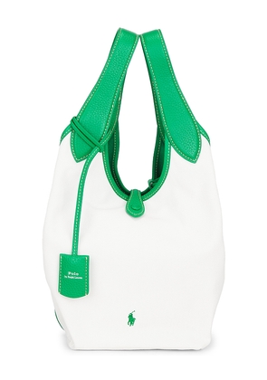 Polo Ralph Lauren Canvas Poly Medium Tote in White,Green.