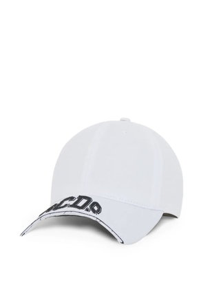 GCDS cut-brim logo-detail cotton baseball cap - White