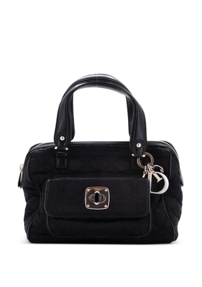 Christian Dior Pre-Owned Vintage Front Pocket Boston Bag Cannage Quilt Satin Small satchel - Black
