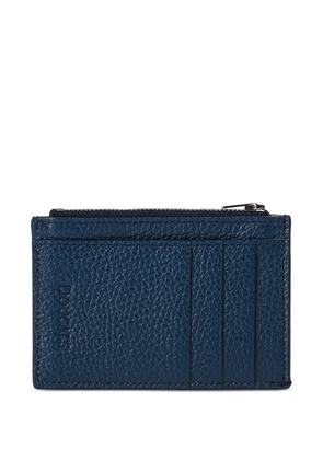 Doucal's tumbled leather zip card holder - Blue