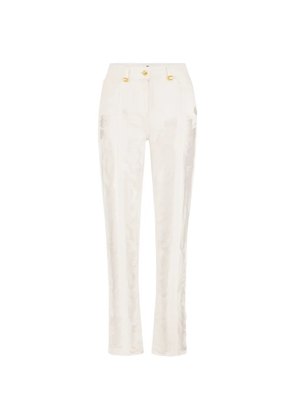 Elisabetta Franchi distressed fringed palazzo jeans - White