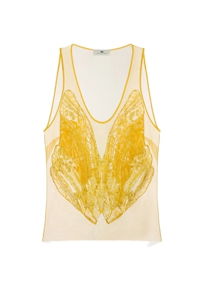 Elisabetta Franchi Embroidered V-neck top - Yellow