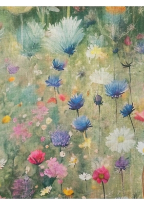 D'aniello floral print fringed scarf - Blue