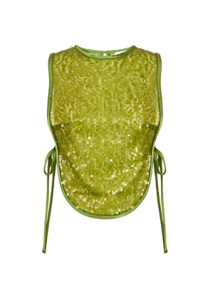 Elisabetta Franchi sequin piped bib - Green