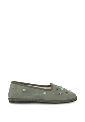 Fortela studded suede ballet flats - Green