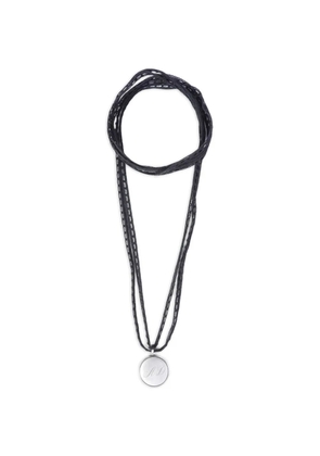 Ann Demeulemeester lace-ribbon monogram-pendant necklace - Silver