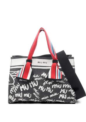 Miu Miu Pre-Owned 2010s logo-plaque tote bag - Black