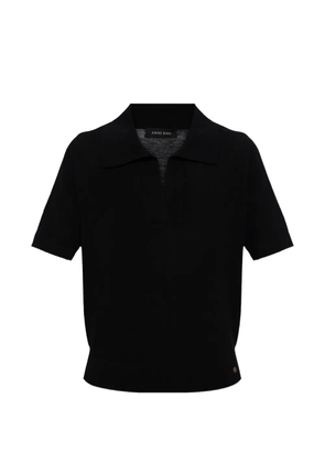 ANINE BING fine-knit polo shirt - Black
