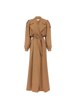 Elisabetta Franchi Flowing gabardine trench coat - Neutrals