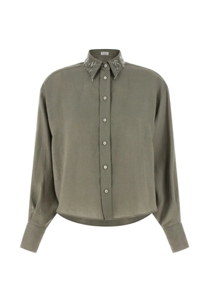 Brunello Cucinelli sequin-collar shirt - Green