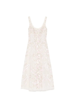 Needle & Thread floral-embroidered dress - Neutrals