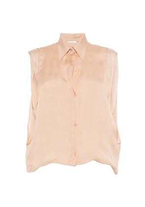 Alysi buttoned collarless top - Neutrals