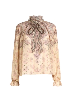 ETRO scarf print silk blouse - Neutrals