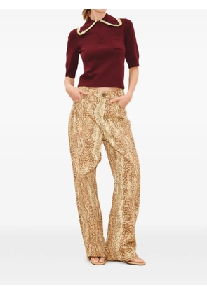 ALEMAIS Jasper crochet-trim polo top - Brown