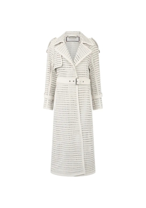 Philipp Plein weaved leather trench coat - Neutrals