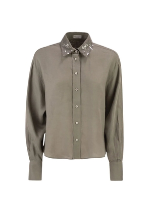 Brunello Cucinelli sequin-embellished shirt - Green