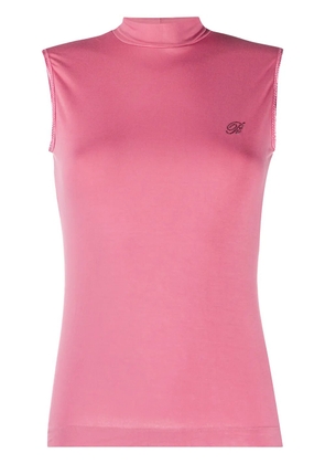 Blumarine studded logo high neck top - Pink