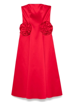 NISSA floral-appliqué midi dress - Red