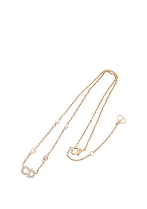 Christian Dior Pre-Owned 2020-2025 Gold Plated Faux Pearl and Rhinestone Clair D Lune Pendant Necklace costume necklace - White