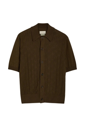 Oliver Spencer cable-knit short-sleeve shirt - Brown