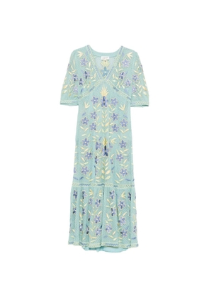 Antik Batik Carioca floral embroidered maxi dress - Blue