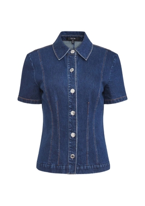 Toccin Halle short-sleeve button-down cotton shirt - Blue