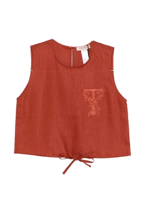 TWINSET sleeveless embroidered crop top - Brown