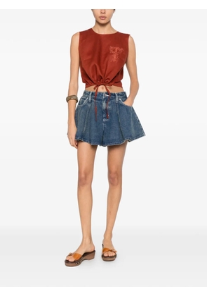 TWINSET sleeveless embroidered crop top - Brown