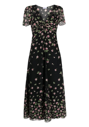 Valentino Garavani floral-print chiffon midi dress - Black