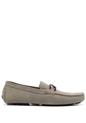 FENDI O-lock logo-plaque suede loafers - Brown