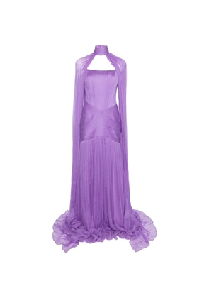 M.Marquise Lilia pleated draped maxi dress - Purple