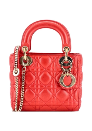 Christian Dior Pre-Owned Lady Dior Chain Bag Cannage Quilt Iridescent Leather Mini satchel - Red