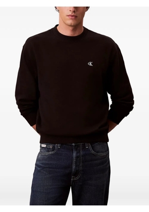 Calvin Klein logo-embroidery crew-neck sweatshirt - Black