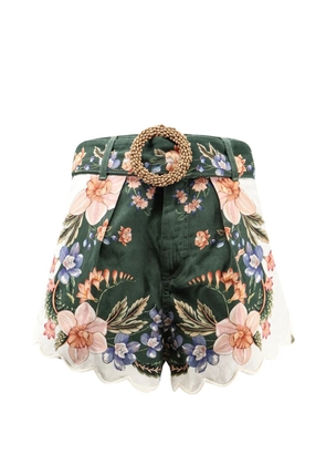 FARM Rio beaded belt floral shorts - Green