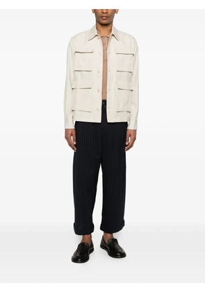 Tagliatore perforated short-sleeve polo shirt - Neutrals