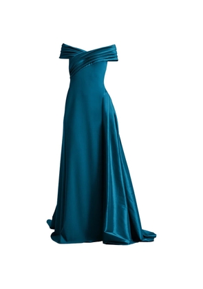 Tadashi Shoji pleated off-shoulder maxi dress - Blue