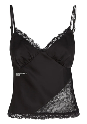 Karl Lagerfeld Jeans logo-embroidered top - Black