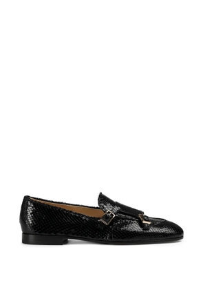 Doucal's python-print buckle leather shoes - Black