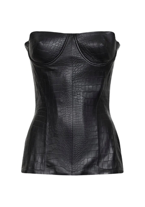 Alex Perry crocodile-embossed strapless top - Black