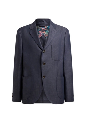 ETRO chevron single-breasted linen jacket - Blue
