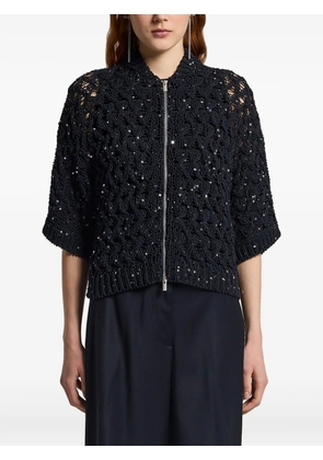 Peserico sequin zip-up cardigan - Blue
