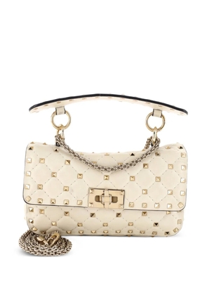 Valentino Garavani Pre-Owned Rockstud Spike Flap Bag Quilted Leather Small crossbody bag - White