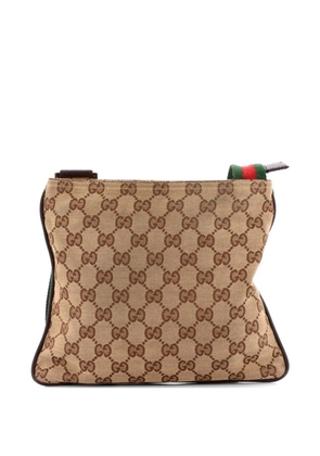 Gucci Pre-Owned Web Strap Zip Messenger Bag GG Canvas Small crossbody bag - Brown