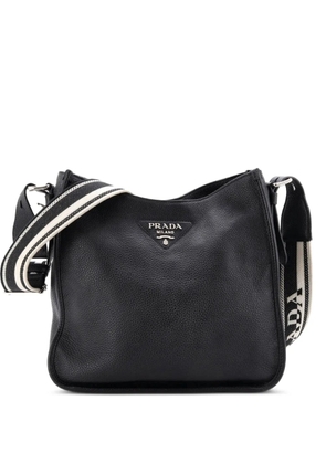Prada Pre-Owned Logo Strap Leather Medium hobo bag - Black