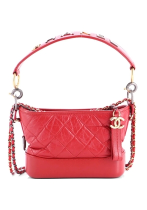 CHANEL Pre-Owned Gabrielle with Logo Handle Quilted Aged Calfskin Small hobo bag - Red