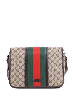Gucci Pre-Owned Web Flap Messenger Bag GG Coated Canvas Medium crossbody bag - Brown