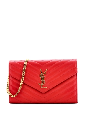 Saint Laurent Pre-Owned Classic Monogram Wallet on Chain Matelasse Chevron Leather Small crossbody bag - Red