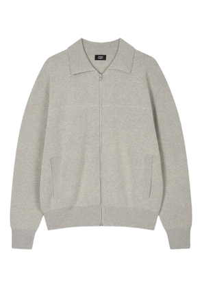TOMBOY spread-collar zip-up cardigan - Grey