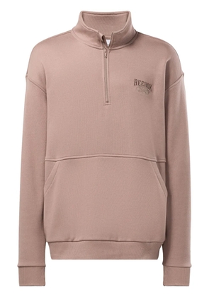 Reebok logo-embroidered quarter-zip sweatshirt - Brown